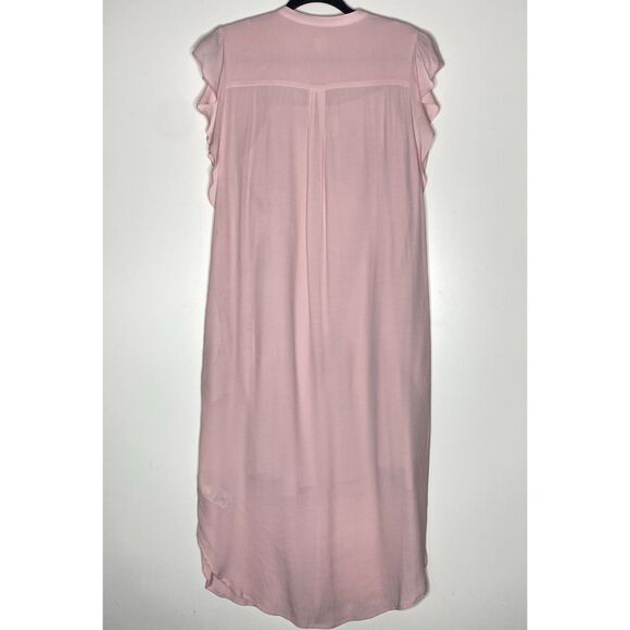 Gap Flutter Sleeve Button Front Side Pocket Midi Shirt Dress Women's Size Small - Picture 2 of 9